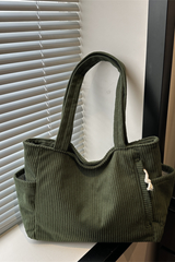 Women's Streetwear Corduroy Large-Capacity Tote Bag