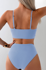 Women's Sexy Twist-Front Cross-Waist Solid Bikini