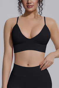 Women's Seamless Knit Solid Color Triangle Cup Sports Bra