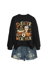 Women's Fall Cute Pumpkin Letter Print Relaxed Pullover