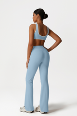 Women High-Waisted Bootcut Butt-Lifting Yoga Set: Sports Bra + Flared Pants