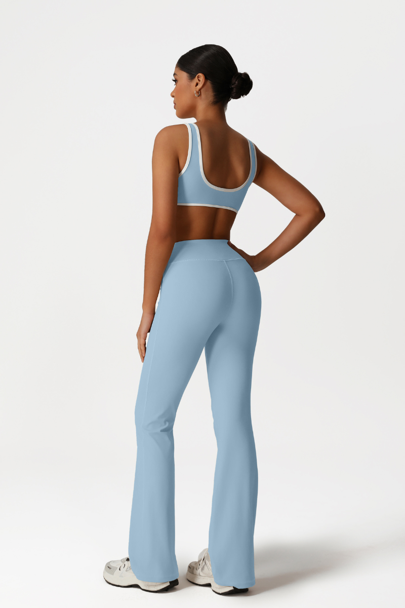 Women High-Waisted Bootcut Butt-Lifting Yoga Set: Sports Bra + Flared Pants