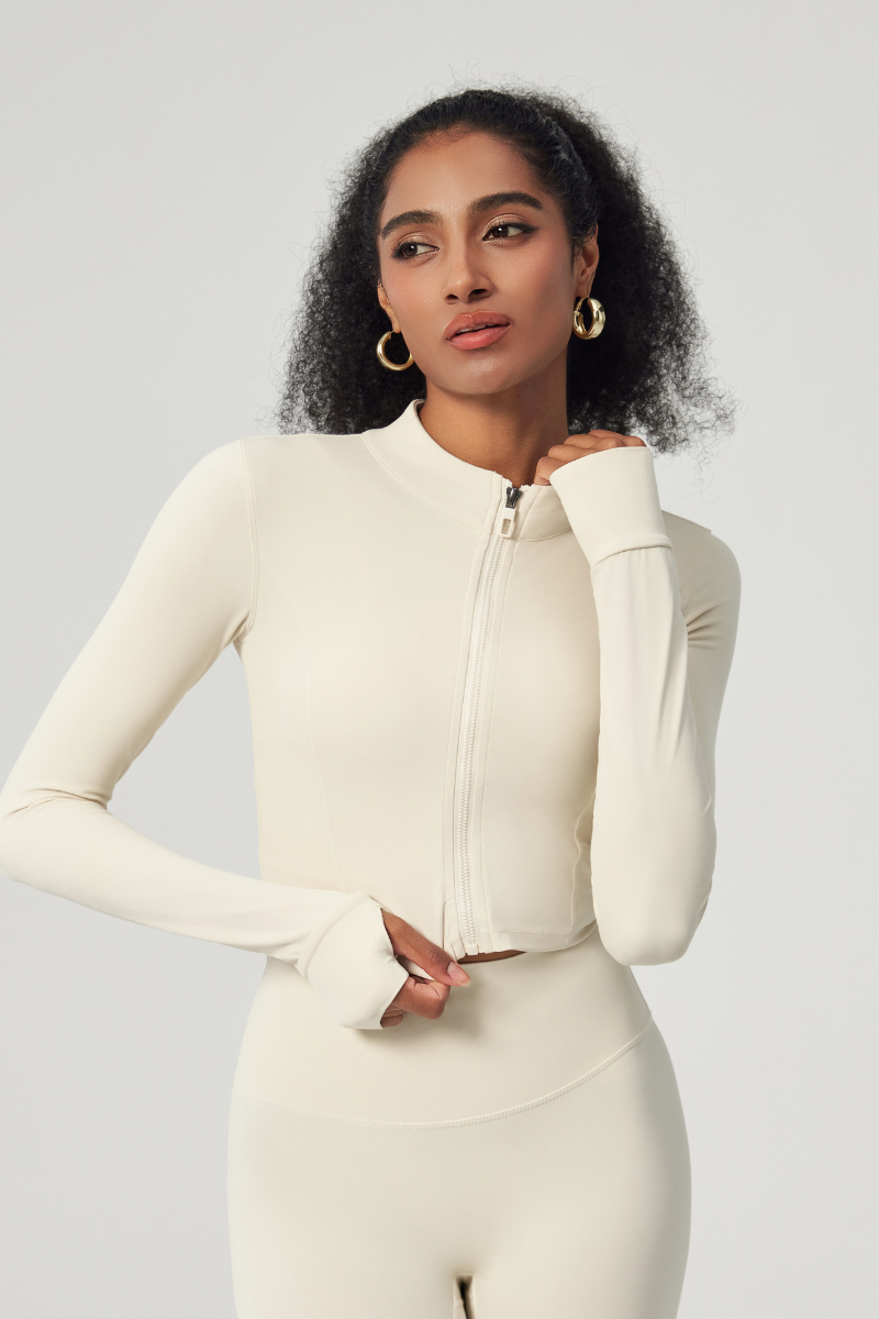 Women's Standing collar Cropped Yoga Jacket