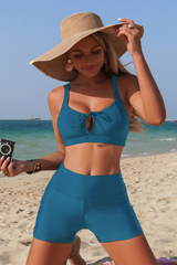 Women's U-neck Cut Out Side Pocket Seaside Vacation Bikini