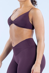 Women's Athletic Seamless  Twist-Front V-neck Thin Strap Cross Back Bra