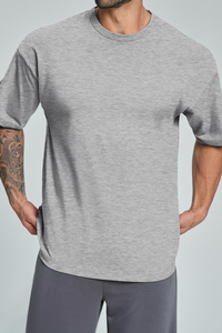 Men's Summer Organic Cotton Loose Crew Neck Solid T-Shirt