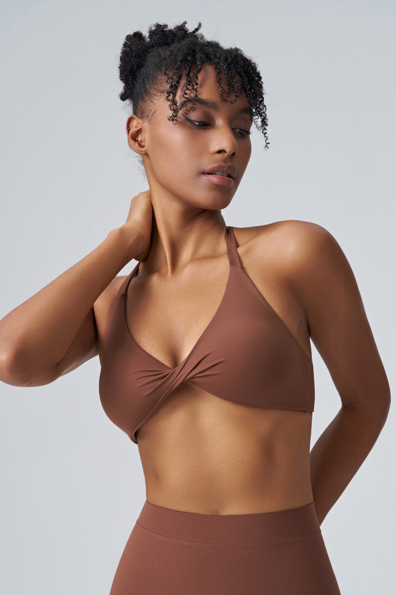 Women’s Twist-Front Spaghetti-Strap Sports Bra