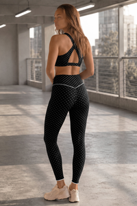 Women's Polka Dot Sports Bra & V High Waist Yoga Legging Set
