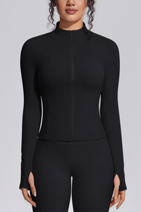 Women's Stand Collar Full Zip Slim Fit Workout Yoga Jacket