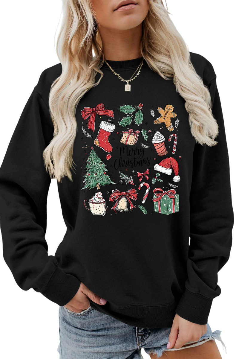 Women's Fall Merry Christmas Graphic Pullover