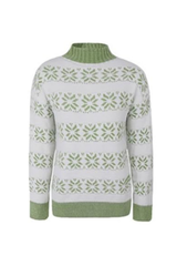 Women Christmas Snowflake Mock Neck Sweater No Cotton Lining