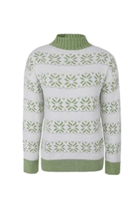 Women Christmas Snowflake Mock Neck Sweater No Cotton Lining