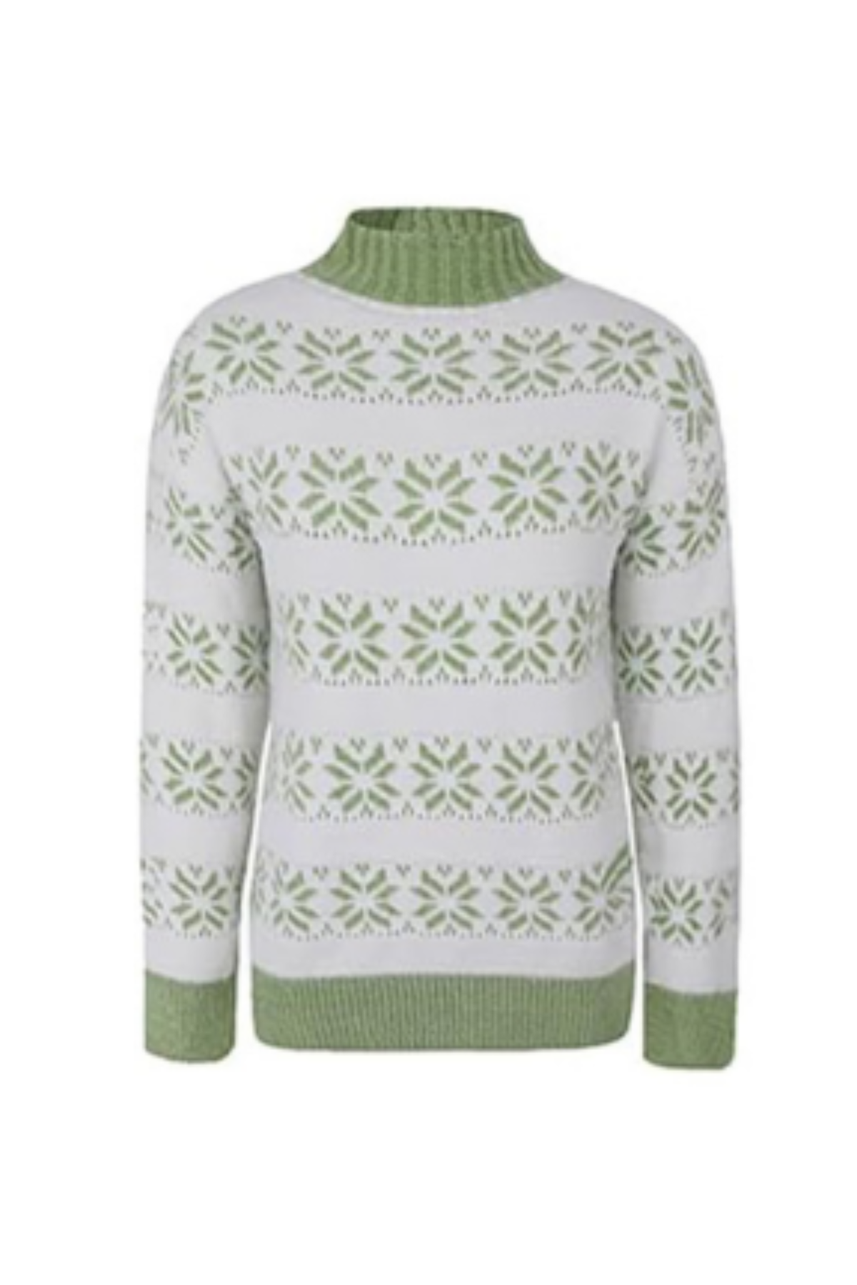 Women Christmas Snowflake Mock Neck Sweater No Cotton Lining
