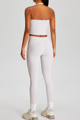 Women's Athletic Sets:Halter V-neck Tank Top And Leggings