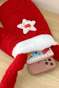 Christmas Red Glove Shape Warm Plush Crossbody Bag