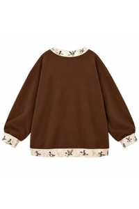 Women’s Fall Oversized Appliqué Western Mock Neck Sweatshirt