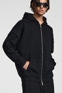 Faux two-piece with zipper hoodie