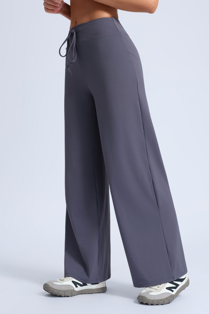 Women's Sports Solid Drawstring Wide-Leg Yoga Pants