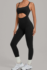 Women’s Cutout Adjustable Strap Form-Fitting Yoga Jumpsuit