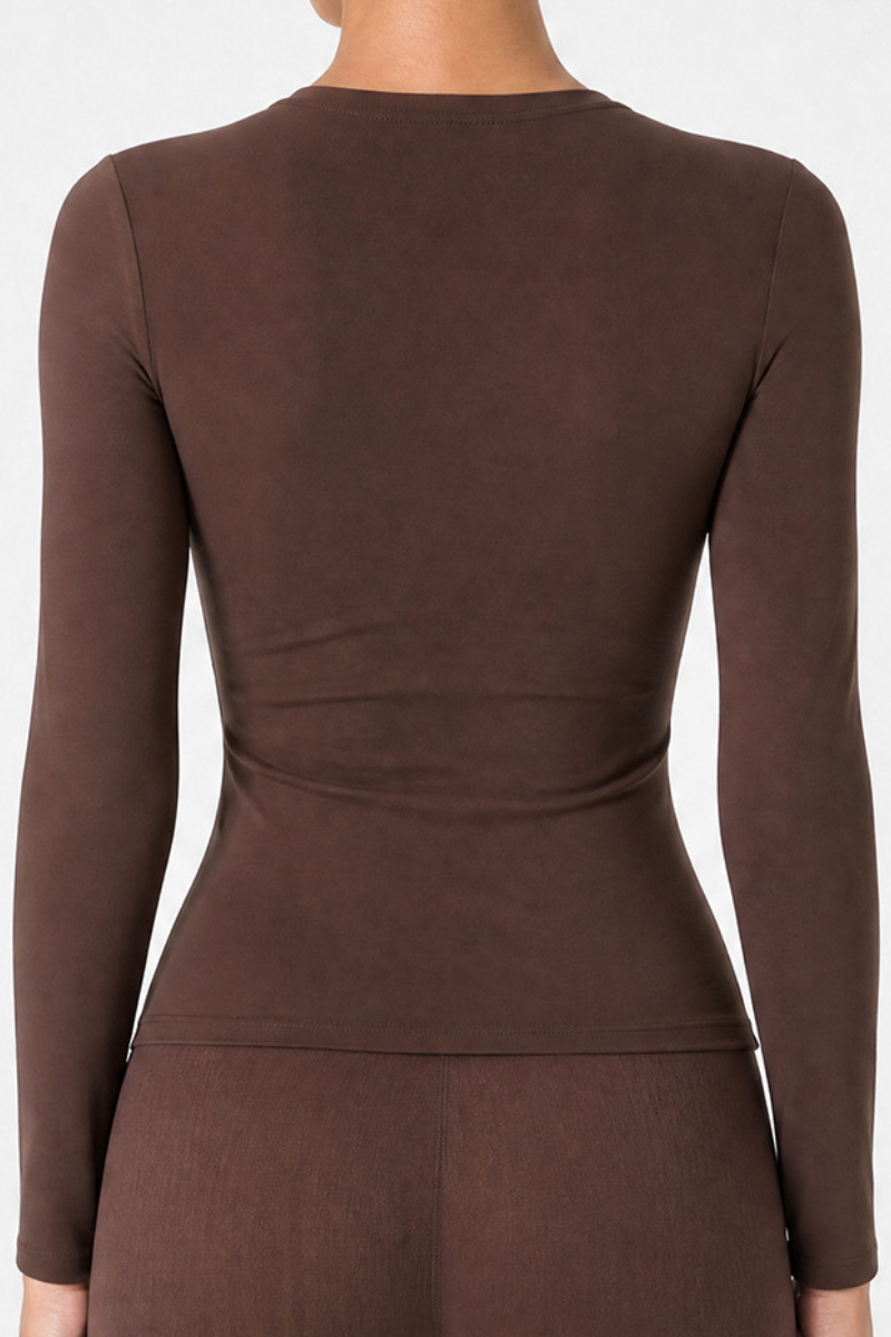 Women’s V-Neck Thumbhole Form-Fitting Long Sleeve Yoga Top