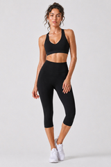 Women's Racerback Sports Bra & Capri Leggings Workout Set