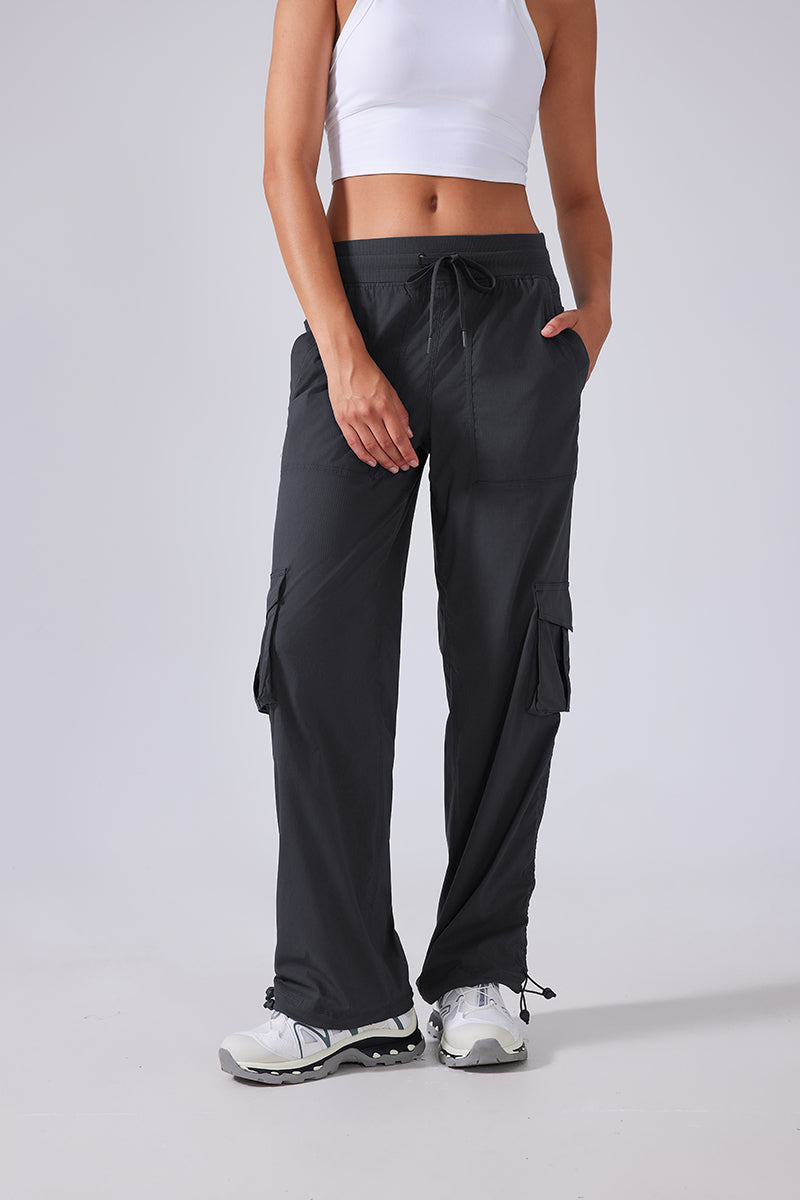 Women Lightweight Quick Dry Multi-Pocket Outdoor Running Sports Fitness Workwear Wide Leg Casual Pants