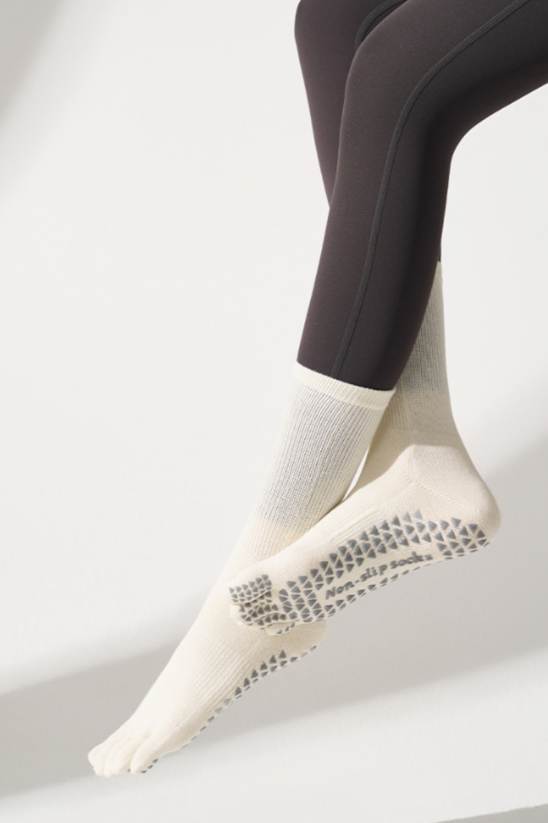 Women's Crew Length Yoga Grip Five-Toe Socks