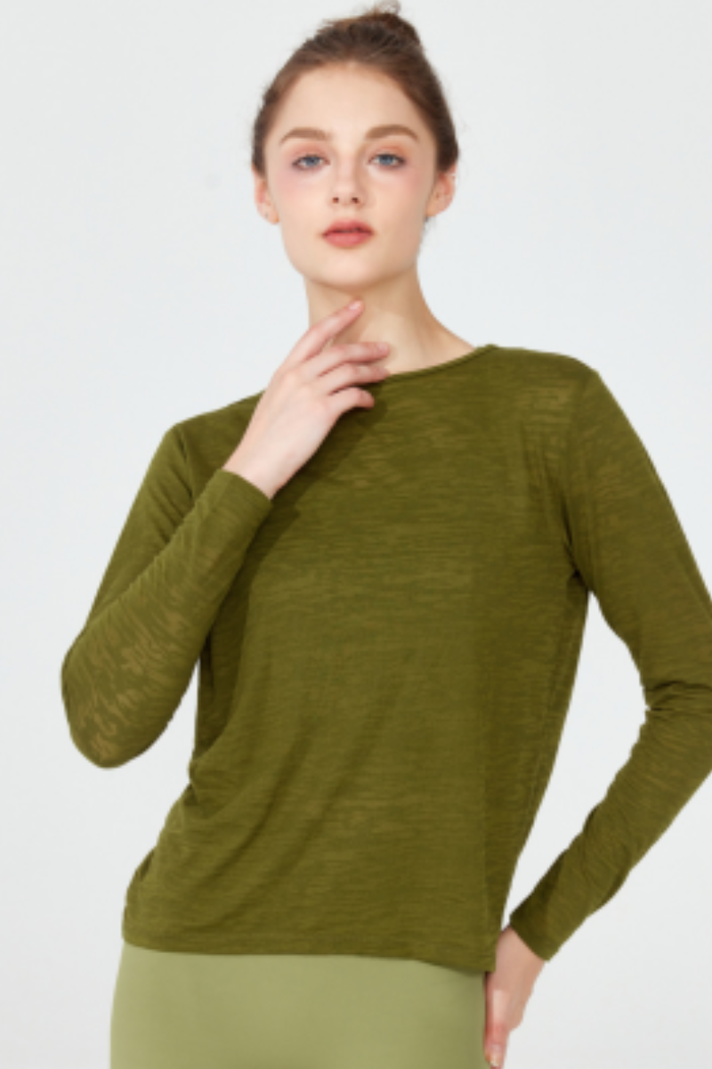 Women's Back Split Tie Lightweight Sheer Long Sleeve T-shirt