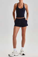 Women's Athletic Racerback Tank Top & Side Pocket Shorts Set