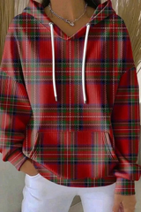 Women's Fall Christmas Print Ribbed Hoodie