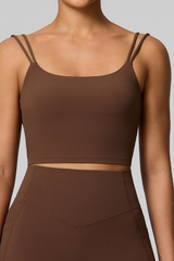 Women's Athletic Double Thin Strap Twist Back Yoga Bra