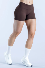 High-waist, cincher-style exercise shorts