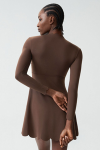 Women's Long Sleeve Wave-Detail Yoga Dress