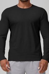 Men's Summer Crew Neck Skin-Friendly Solid Long Sleeve Athletic Top