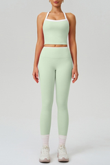 Women's Color Block Tank Top And Leggings Yoga Workout Set