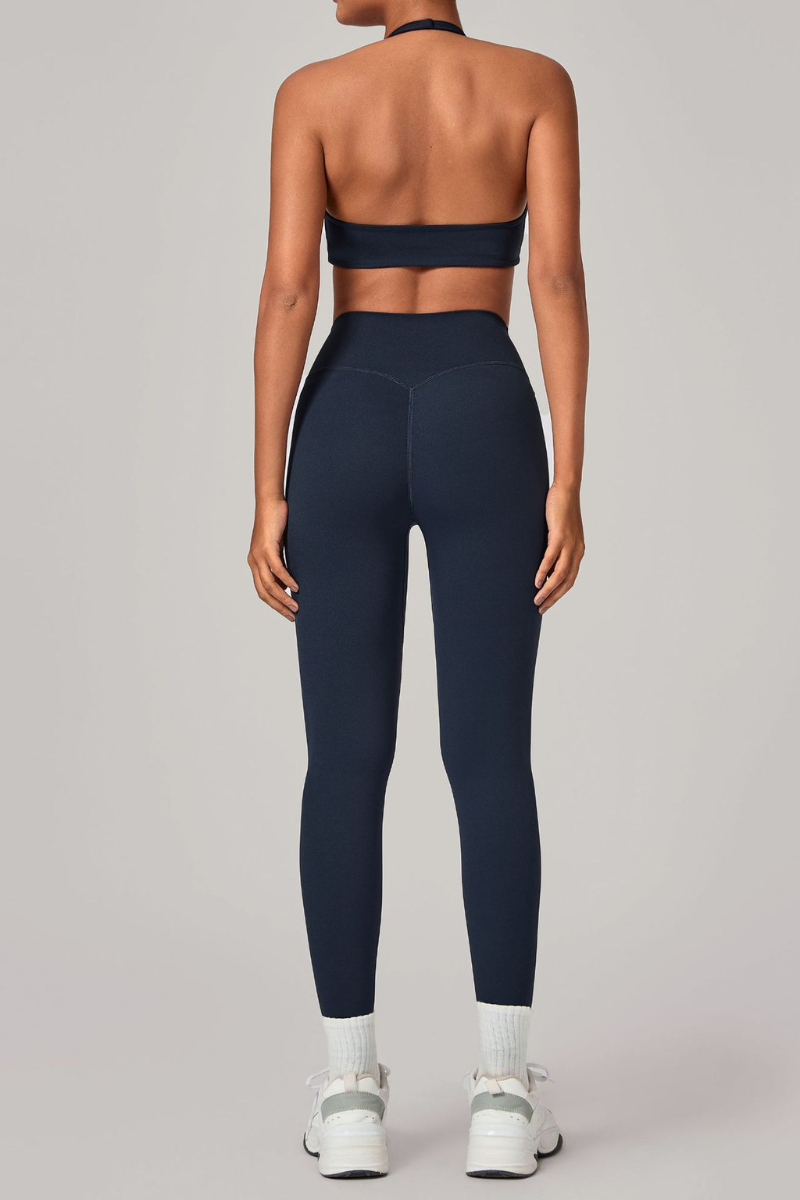 Women's Set:U-neck Halterneck Bra And High-Waist Leggings
