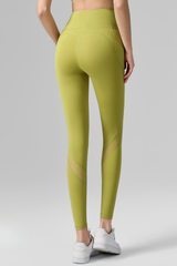 Women's Mesh-Panel High-Waisted Leggings with Side Pockets