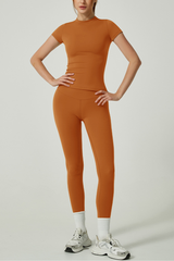 Women's Short Sleeve And Yoga Leggings Two-Piece Set