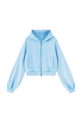 Women's Fall Vintage Washed Distressed Cropped Zip Up Jacket