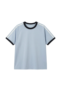 Men's Summer Retro Side 3-Stripes Contrast Loose Fit T-Shirt