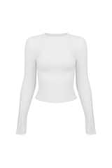 Women's Fall Ribbed Crew Neck Cropped Long Sleeve Top