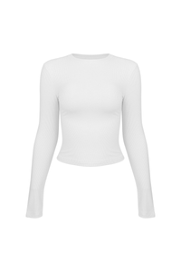 Women's Fall Ribbed Crew Neck Cropped Long Sleeve Top
