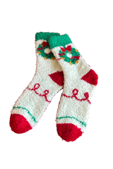 Women's Christmas Printed Fuzzy Plush Mid‑Calf Socks