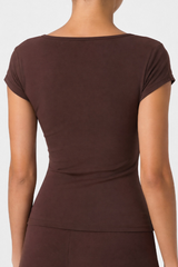 Women’s Summer Square Neck Form-Fitting Pilates T-shirt