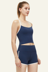 Women's Set: Y-shaped Back Tank Top & Color Block Shorts