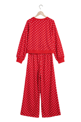 Women's Fall Set:Polka Dot Cropped Sweatshirt And Pants