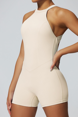 Women’s Pleated Backless One-Piece Sport Jumpsuit