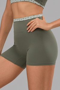 Women's Polka Dot High Waist No Front Line Workout Shorts