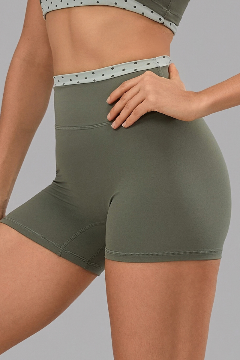 Women's Polka Dot High Waist No Front Line Workout Shorts