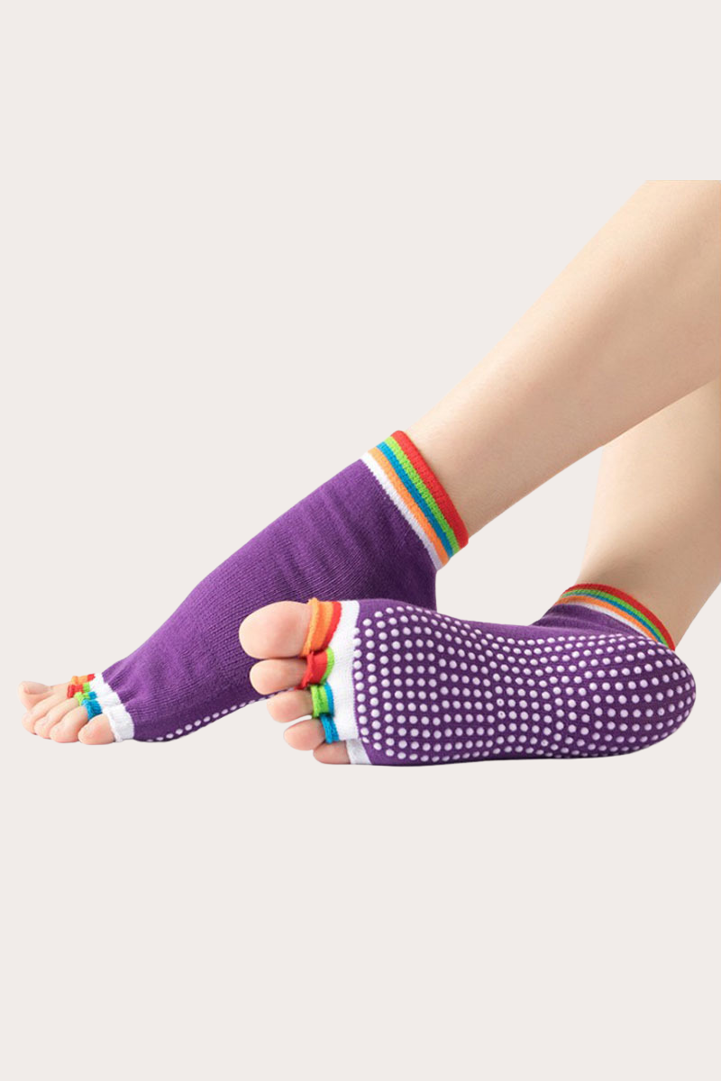 Women's Open-Toed Rainbow Breathable Athletic Fitness Socks